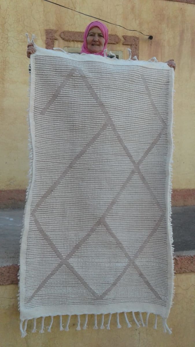  Beni Ourain rug wool  and  Brown, White Morocco