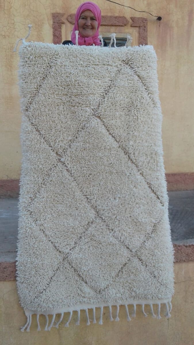  Beni Ourain rug wool  and  Brown, White Morocco