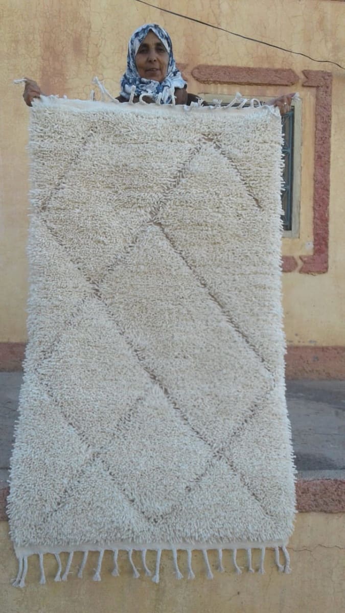  Beni Ourain rug wool  and  Brown, White Morocco