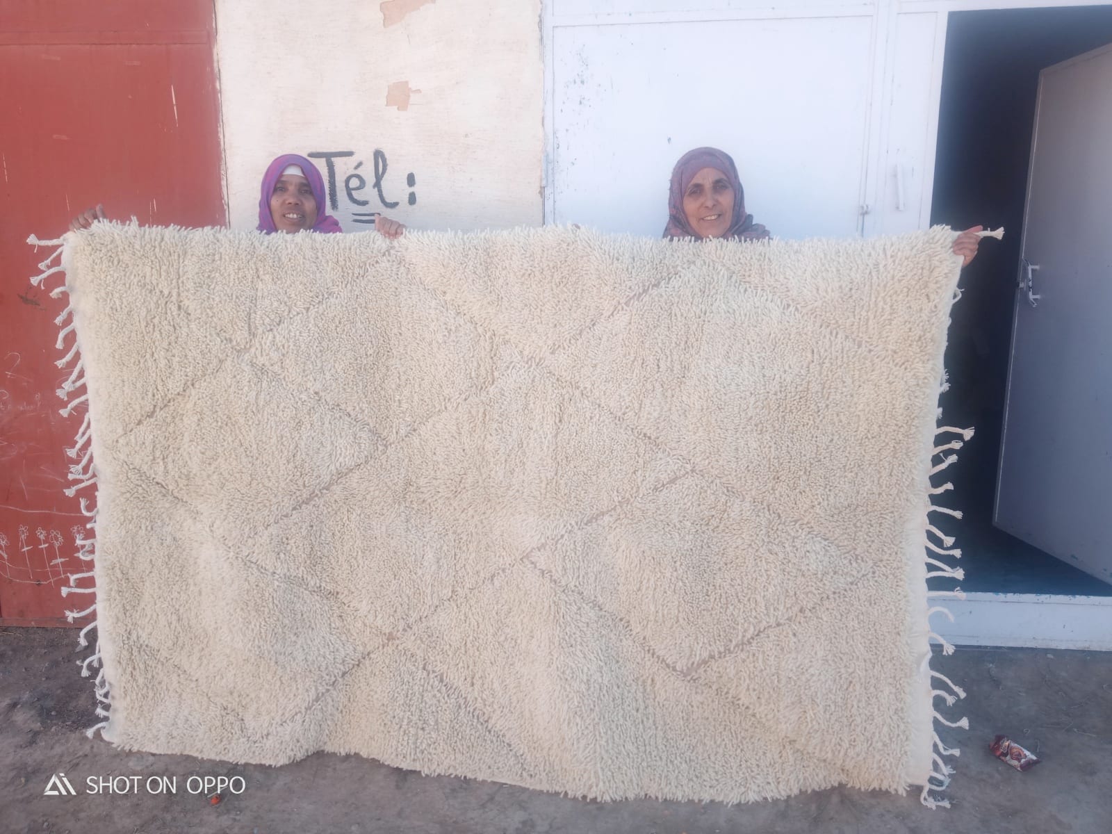  Beni Ourain rug wool  and  Brown, White Morocco