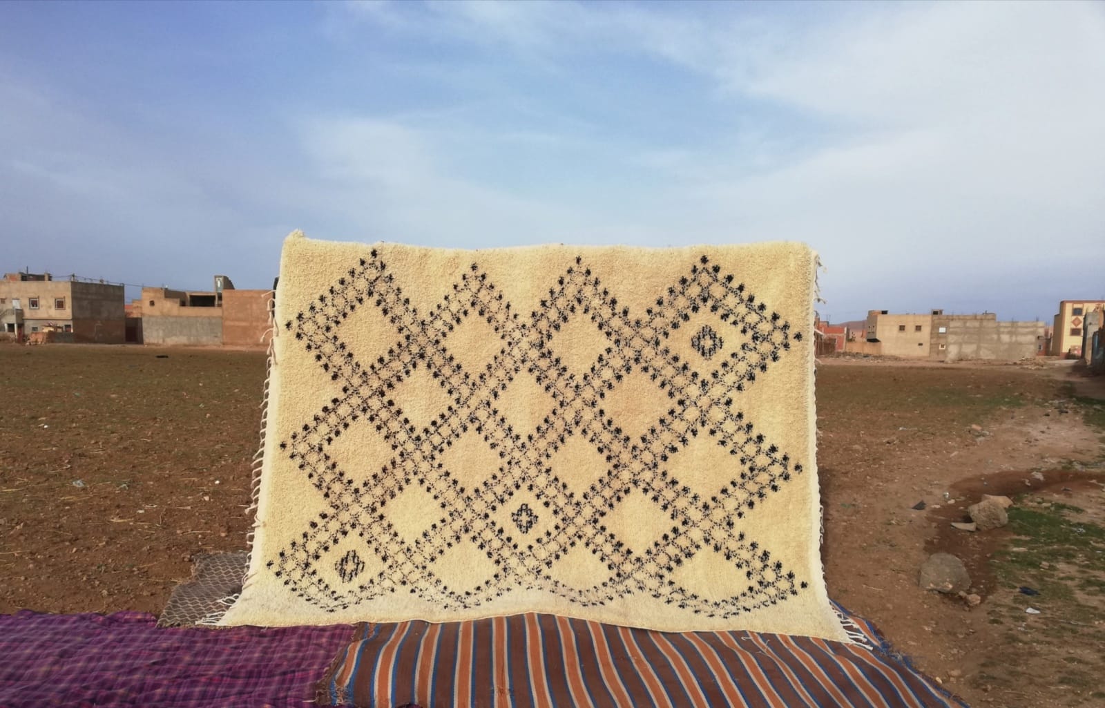  Pileknot Rug Warp Black, White Morocco
