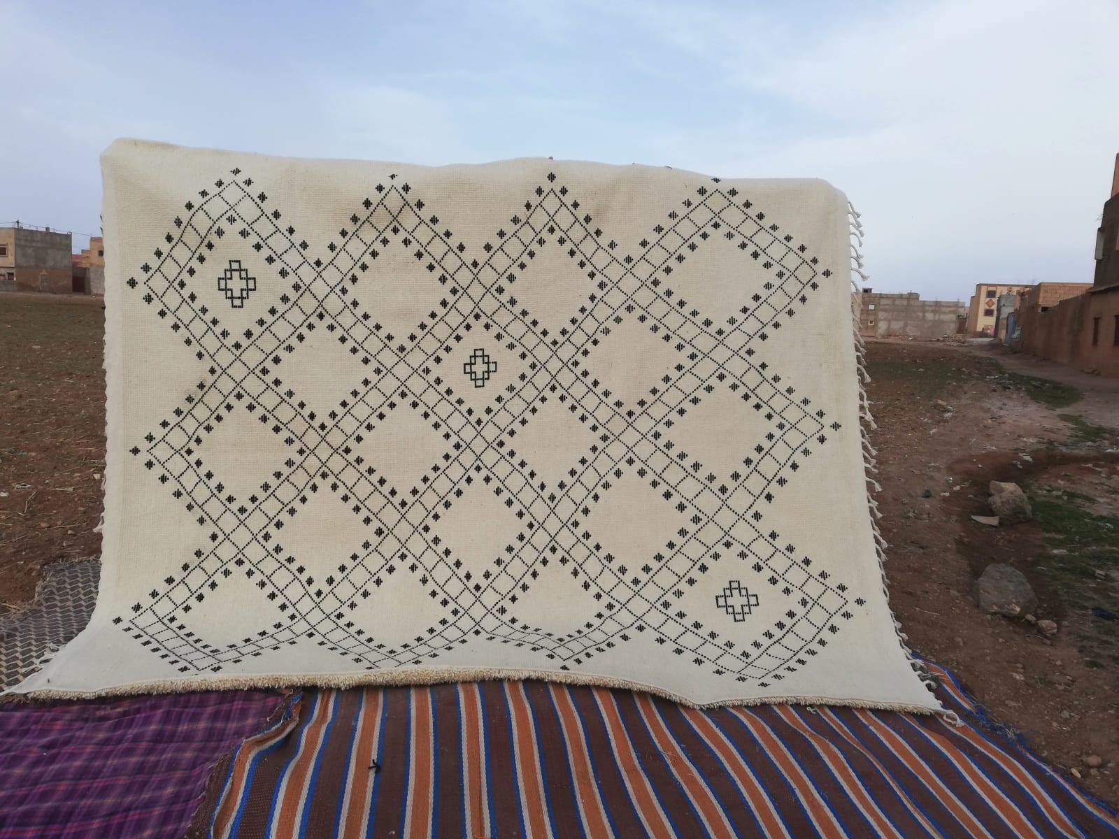  Pileknot Rug Warp Black, White Morocco