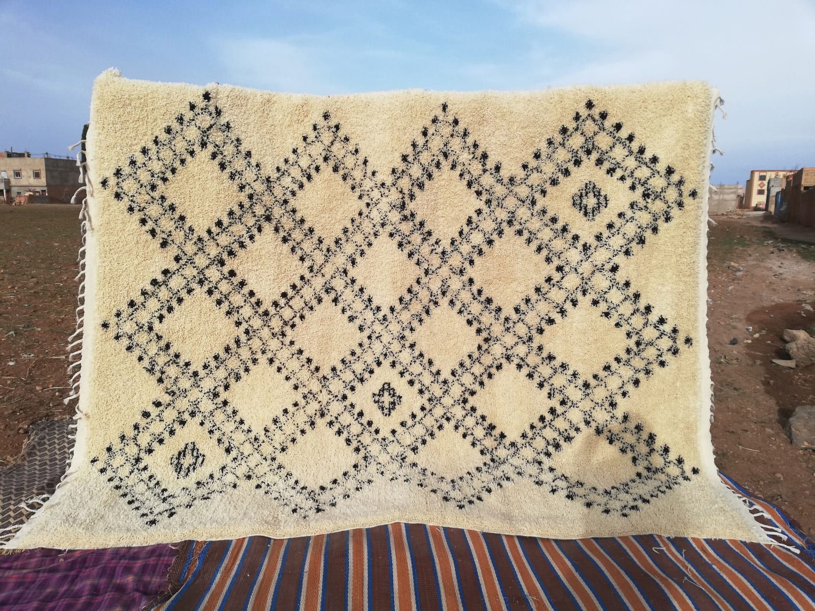  Pileknot Rug Warp Black, White Morocco