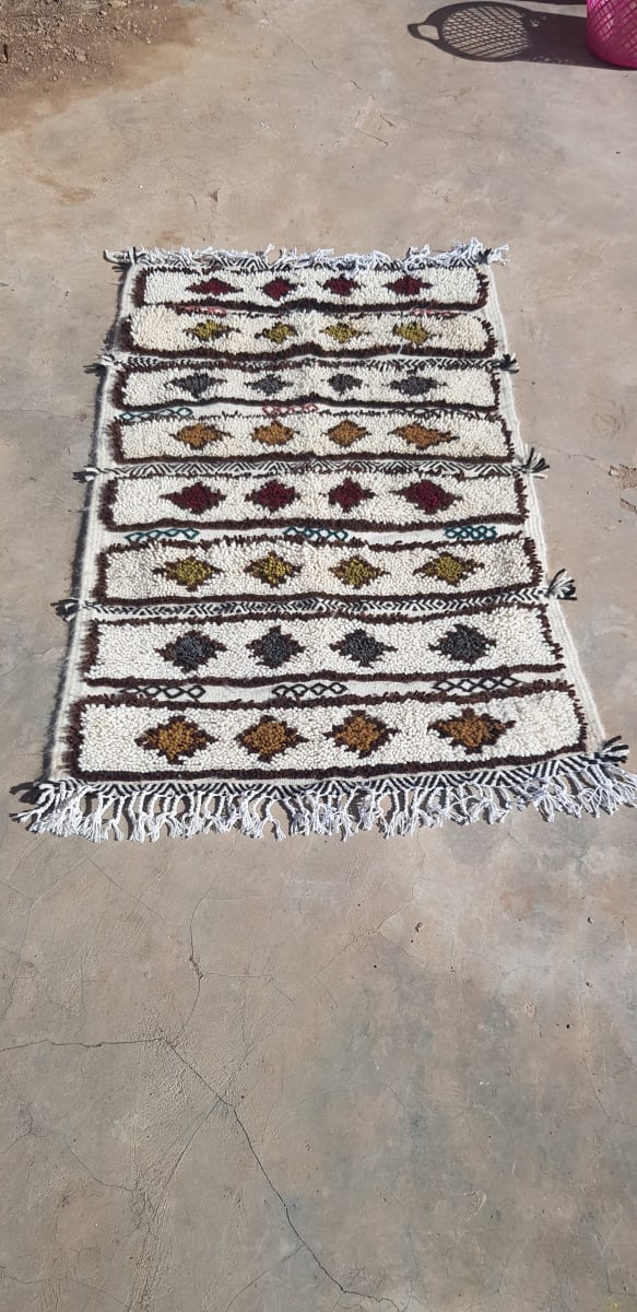  Beni Ourain Rug Wool  and Thread Colored Morocco