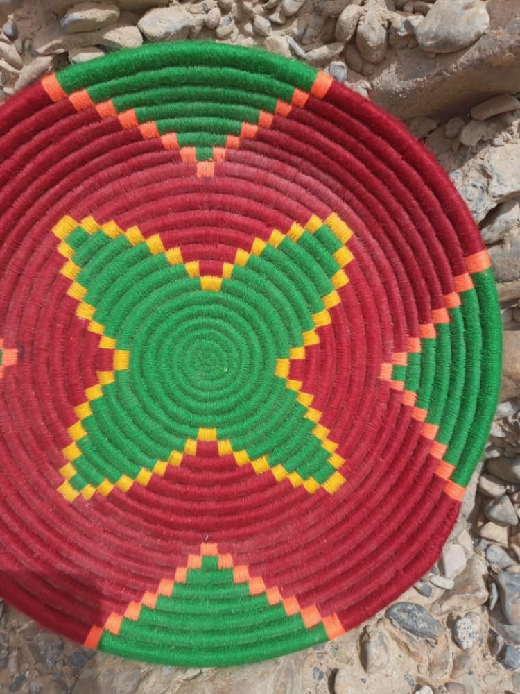  Basket Dyed Wool and Reed Colored Morocco