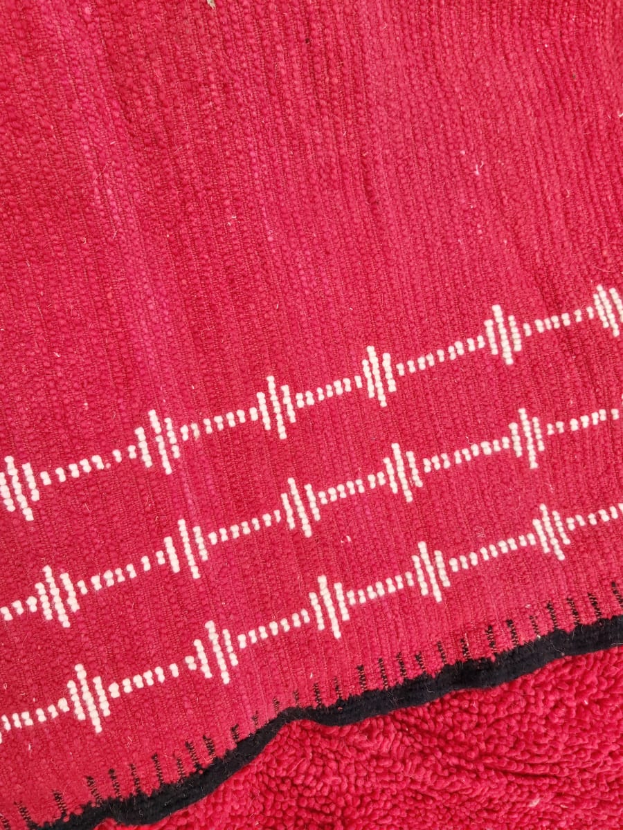  Pile Knot Rug Wool Red, Black Morocco