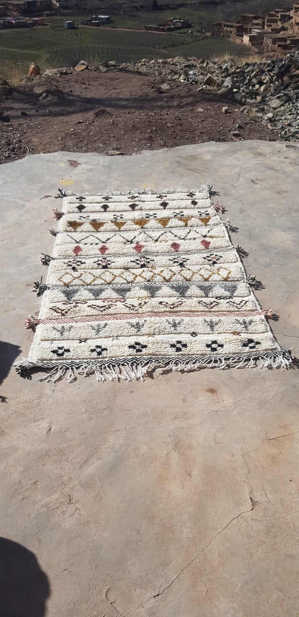  Beni Ourain Rug Wool  and Thread Colored Morocco