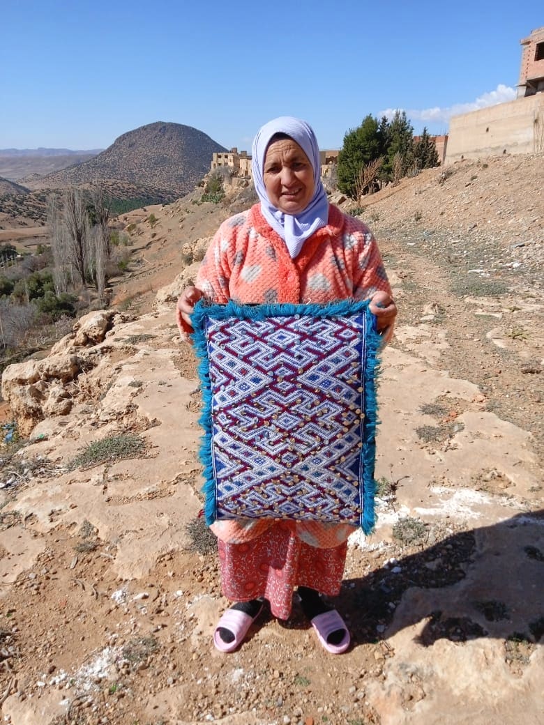  Pillow , Wool, Silk, and Sequin Colored Morocco