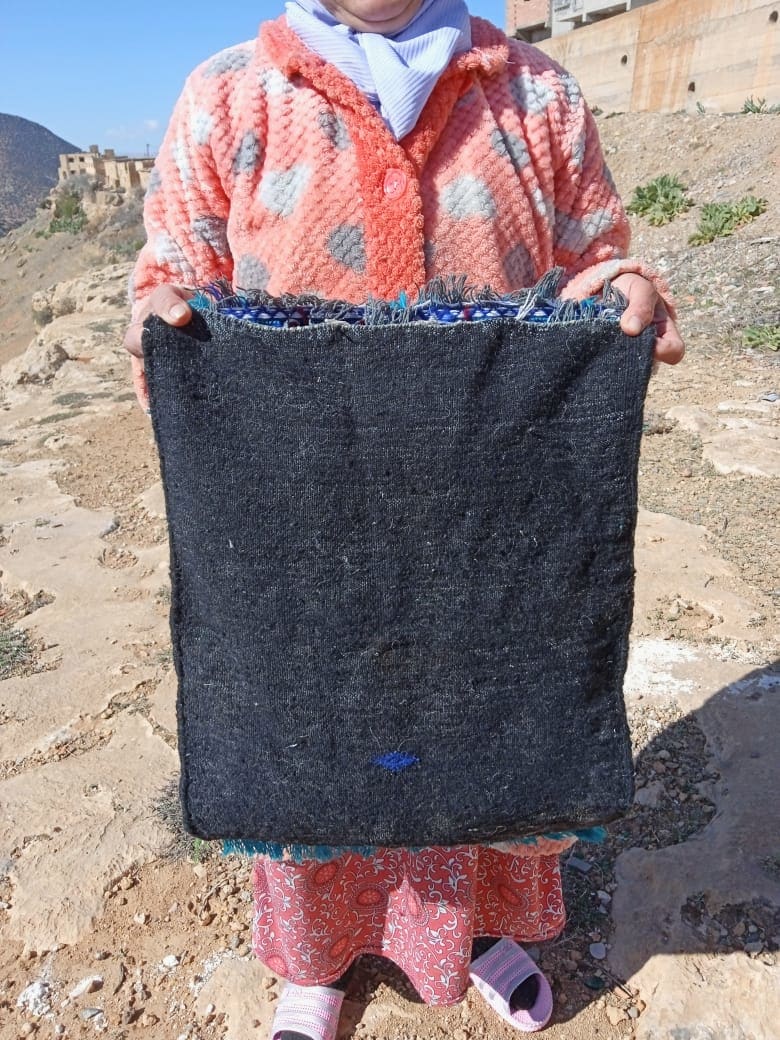  Pillow , Wool, Silk, and Sequin Colored Morocco