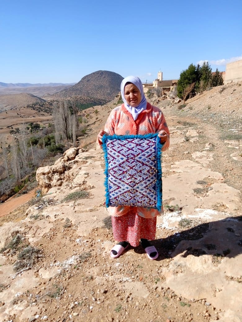  Pillow , Wool, Silk, and Sequin Colored Morocco