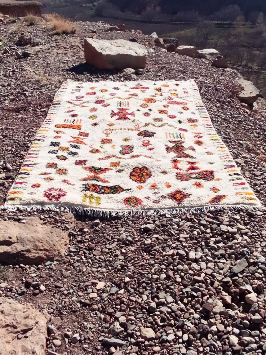  Beni Ourain Rug Wool  and Thread Colored Morocco