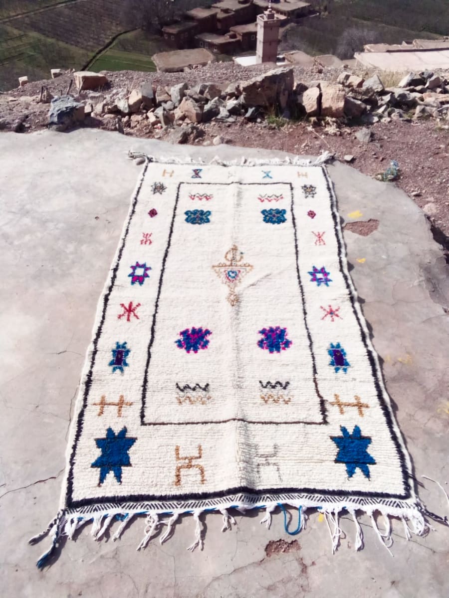  Beni Ourain Rug Wool  and Thread Colored Morocco