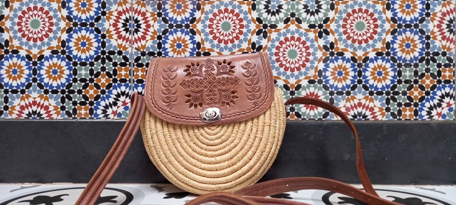  bag leather and Sabra silk Brown, White Morocco