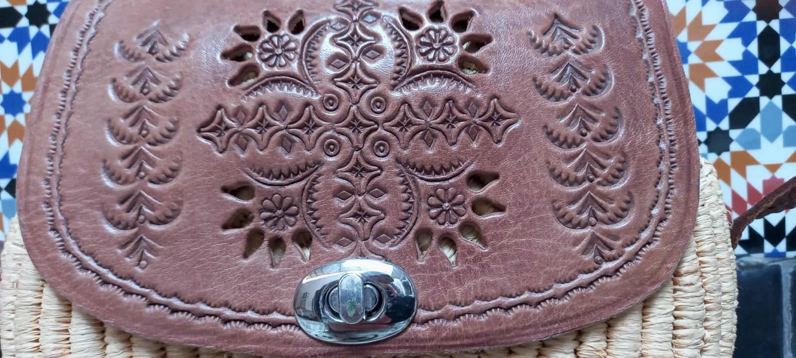 bag leather and Sabra silk Brown, White Morocco