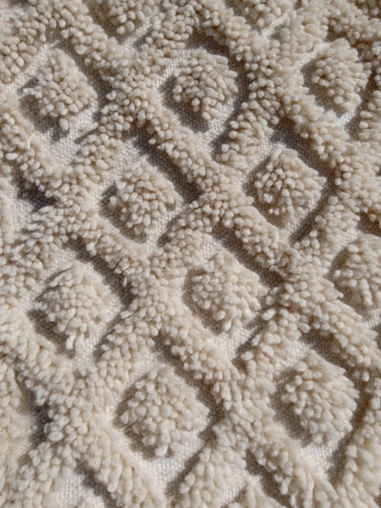  Beni Ourain Rug Wool  and Thread White Morocco