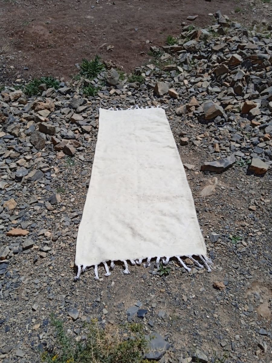  Beni Ourain Rug Wool  and Thread White Morocco