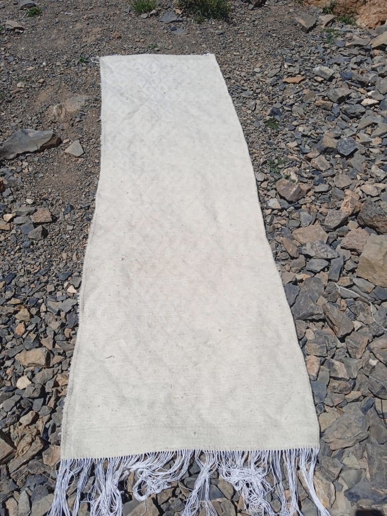  Beni Ourain Rug Wool  and Thread White Morocco