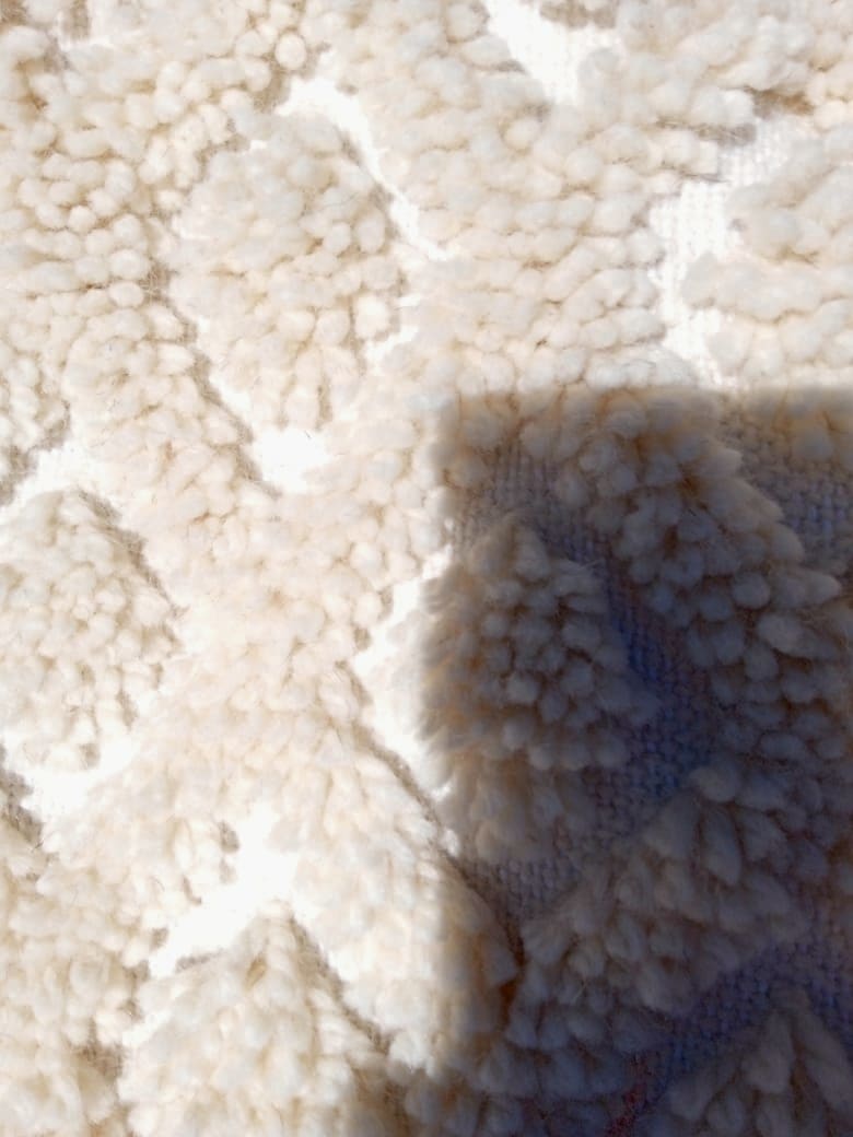  Beni Ourain Rug Wool  and Thread White Morocco