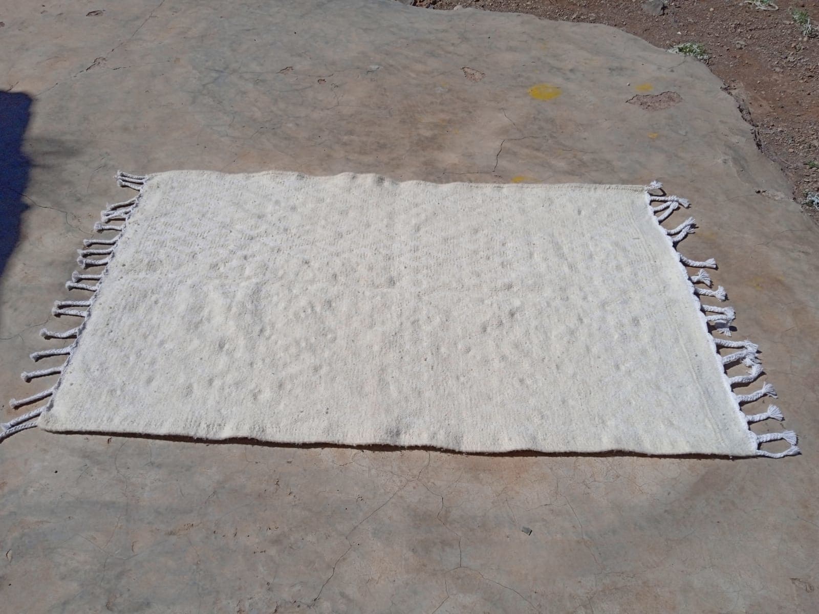  Beni Ourain Rug Wool  and Thread White Morocco
