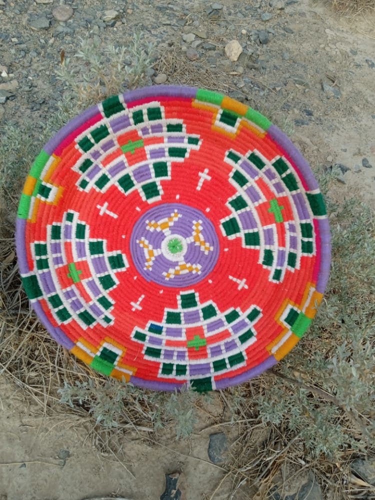  Basket Dyed Wool and Reed Colored Morocco