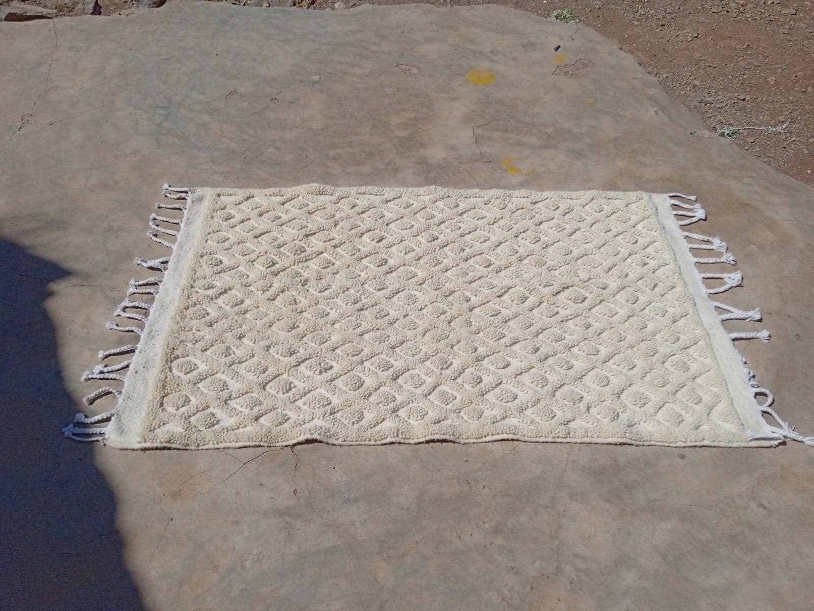  Beni Ourain Rug Wool  and Thread White Morocco