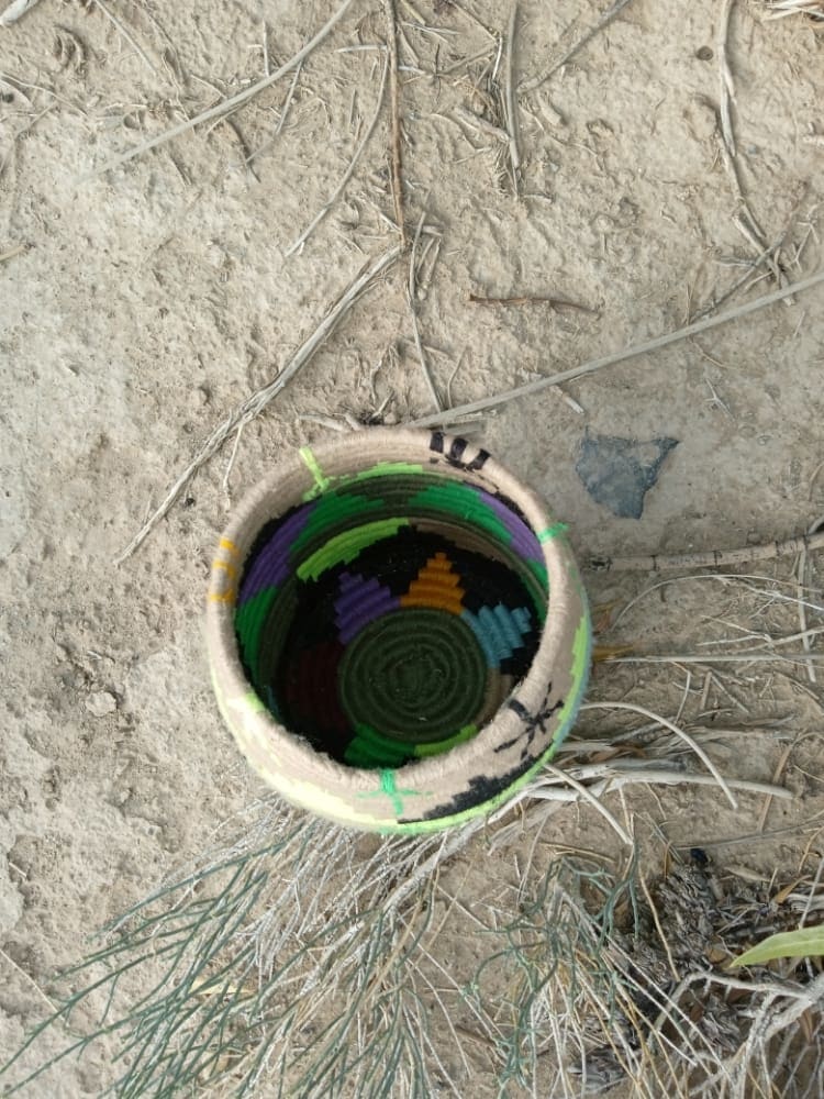  Basket Dyed Wool and Reed Colored Morocco