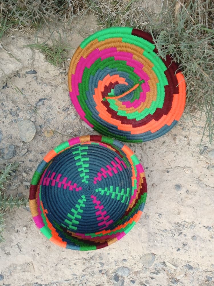  Basket Dyed Wool and Reed Colored Morocco