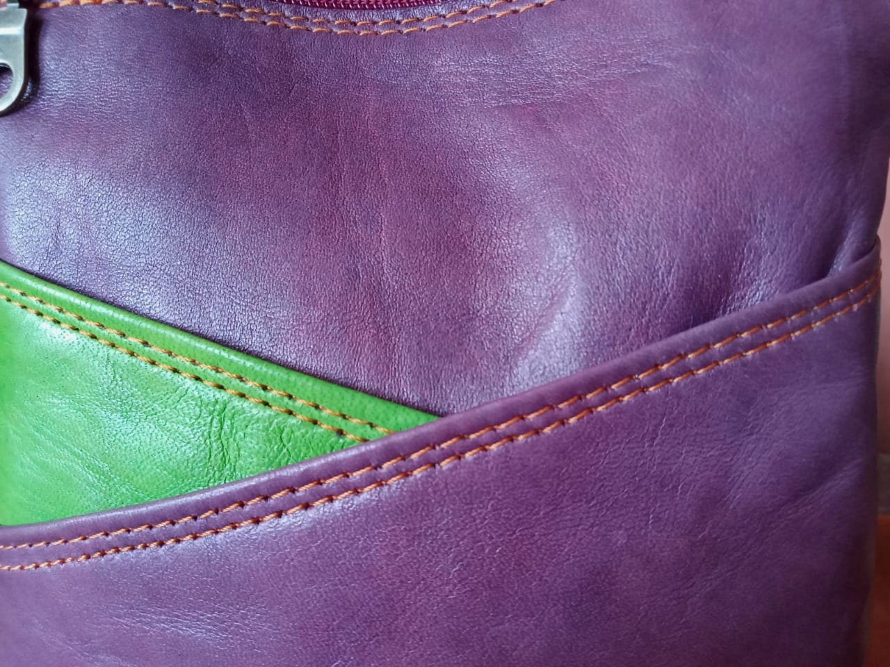  bag leather Purple, Green Morocco