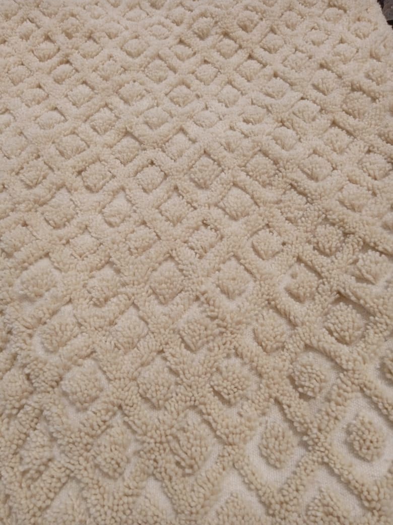 Beni Ourain Rug Wool  and Thread White Morocco