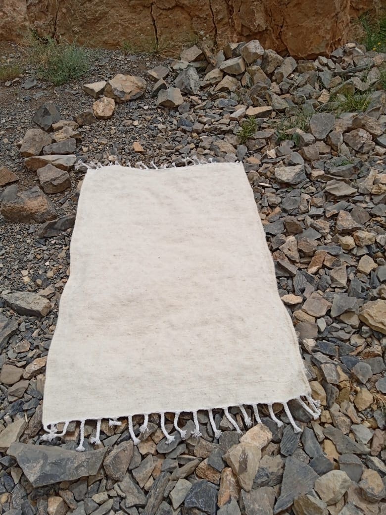  Beni Ourain Rug Wool  and Thread White Morocco