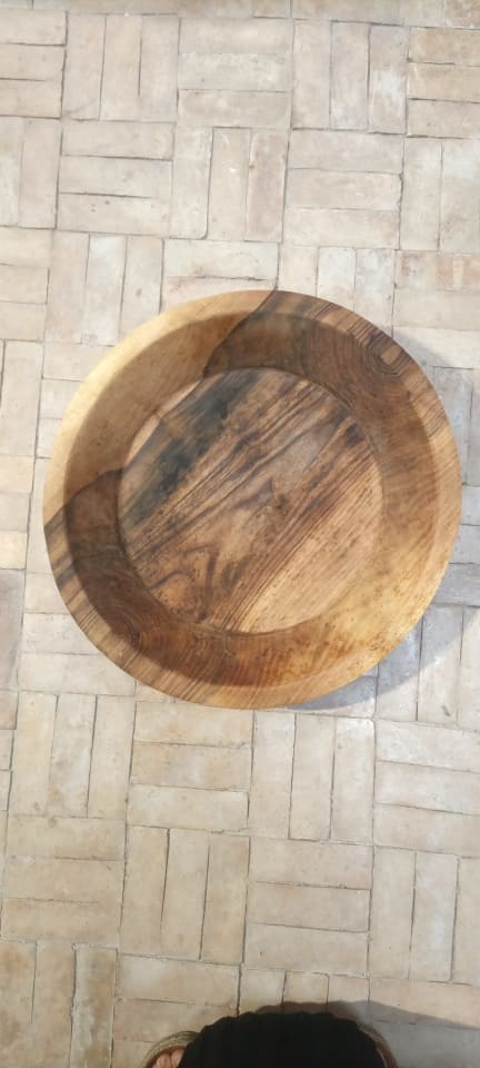  Hand Carved Bowl Walnut Wood Brown Morocco