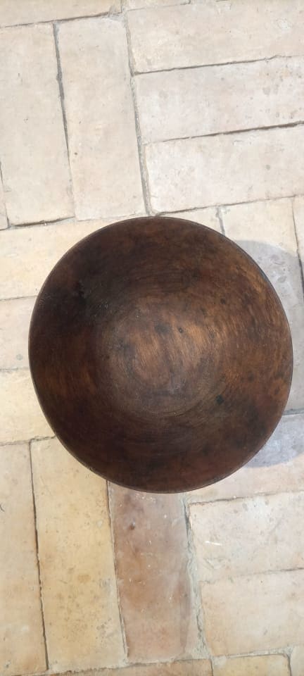  Hand Carved Bowl Walnut Wood Brown Morocco