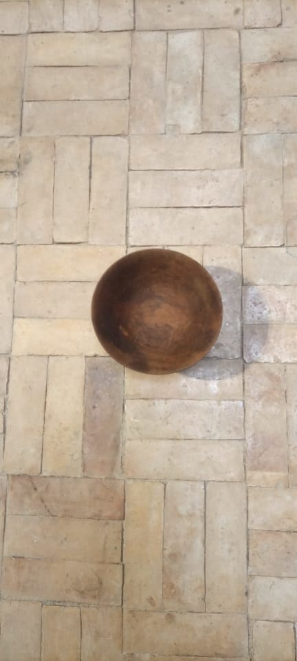  Hand Carved Bowl Walnut Wood Brown Morocco