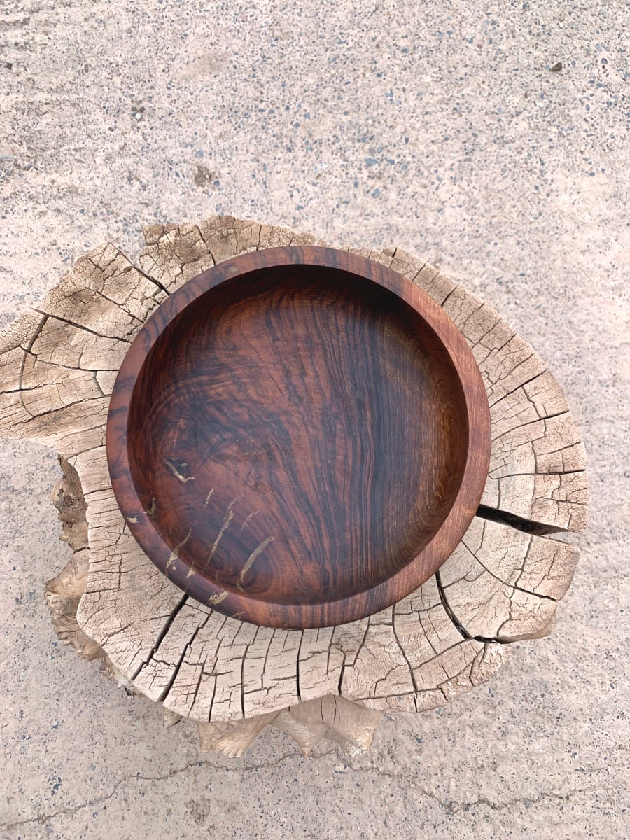  Hand Carved Bowl Walnut Wood Brown Morocco