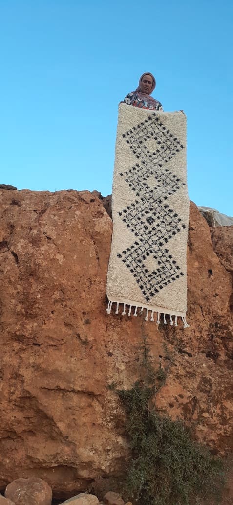  Pileknot Rug Wool warp Black, White Morocco