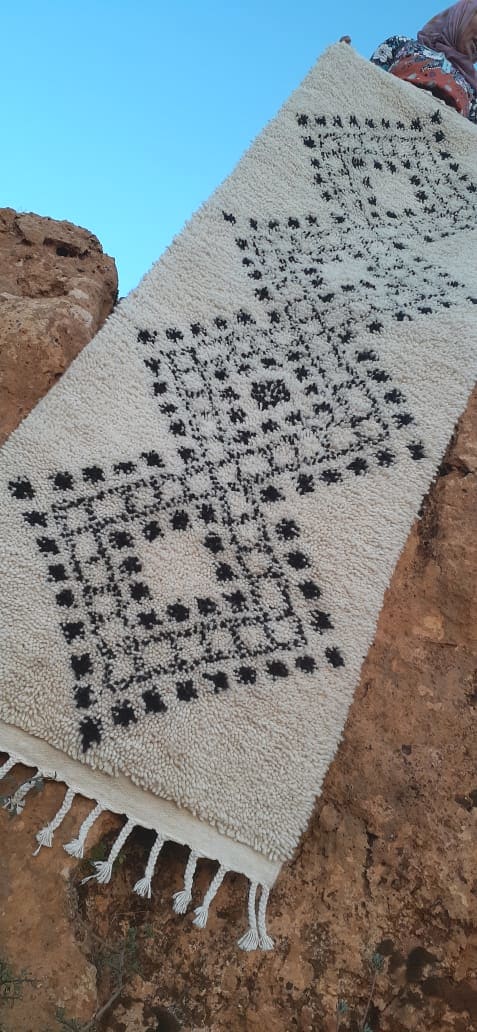  Pileknot Rug Wool warp Black, White Morocco