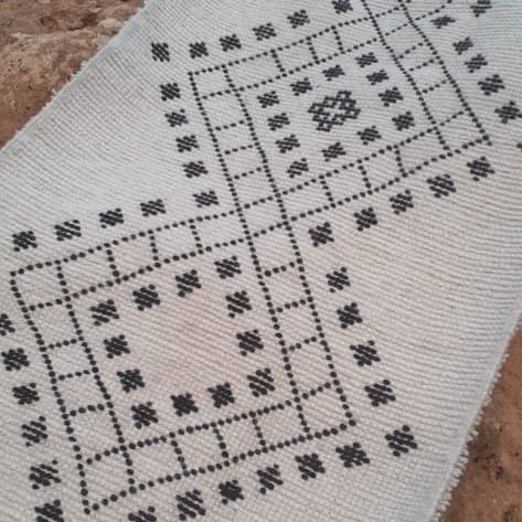  Pileknot Rug Wool warp Black, White Morocco