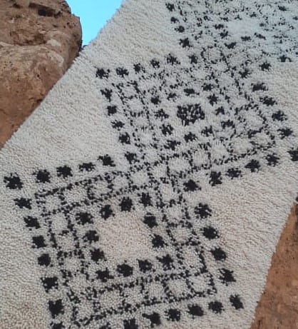  Pileknot Rug Wool warp Black, White Morocco