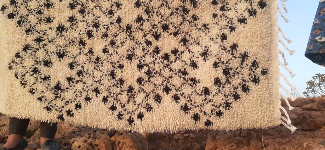  Pileknot Rug Wool warp Black, White Morocco