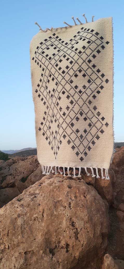  Pileknot Rug Wool warp Black, White Morocco