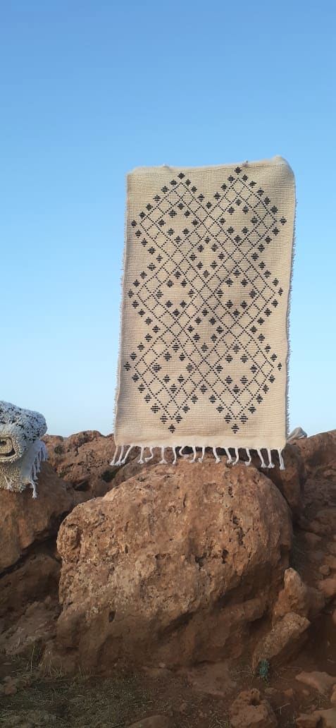  Pileknot Rug Wool warp Black, White Morocco