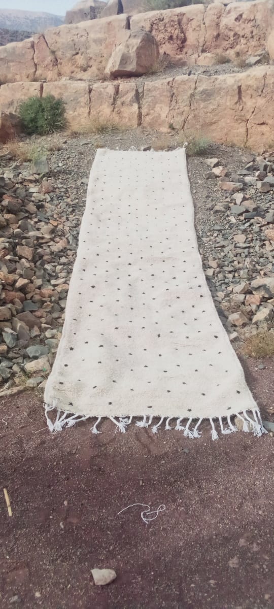  Beni Ourain Rug Wool  Black, White Morocco