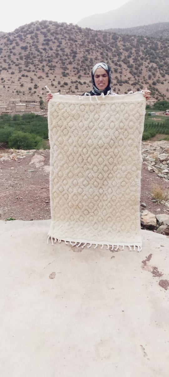  Beni Ourain Rug Wool  White Morocco