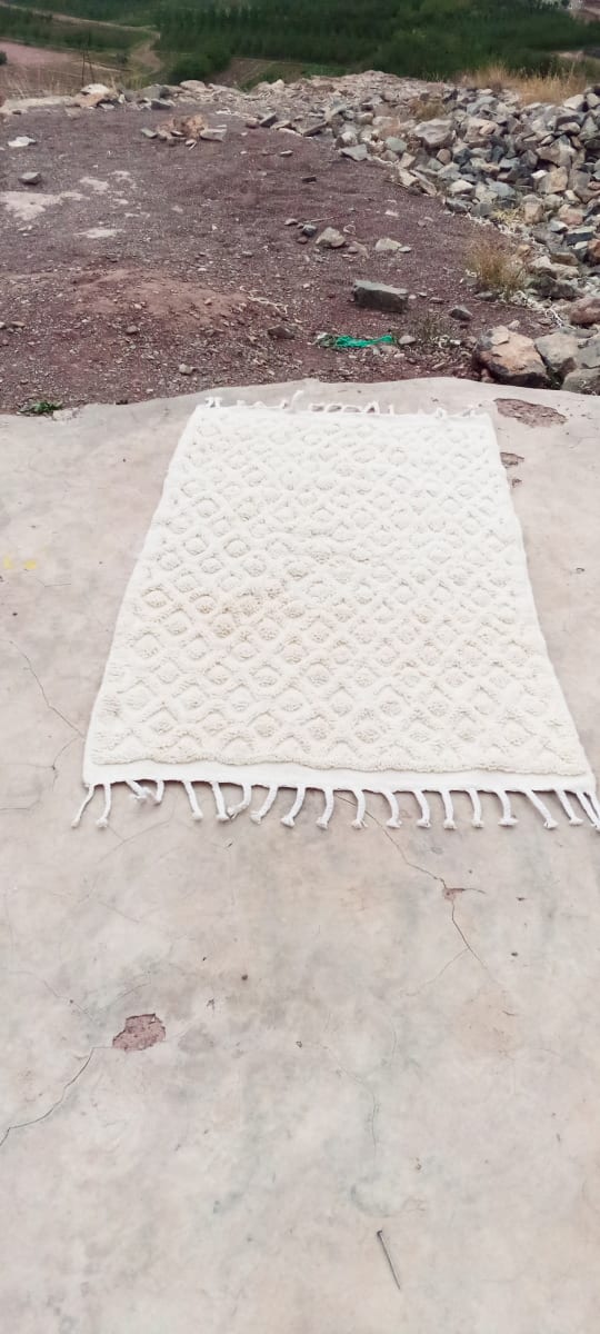  Beni Ourain Rug Wool  White Morocco