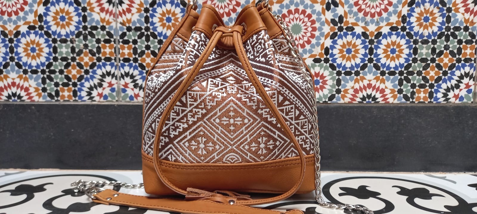  bag leather Brown, White Morocco