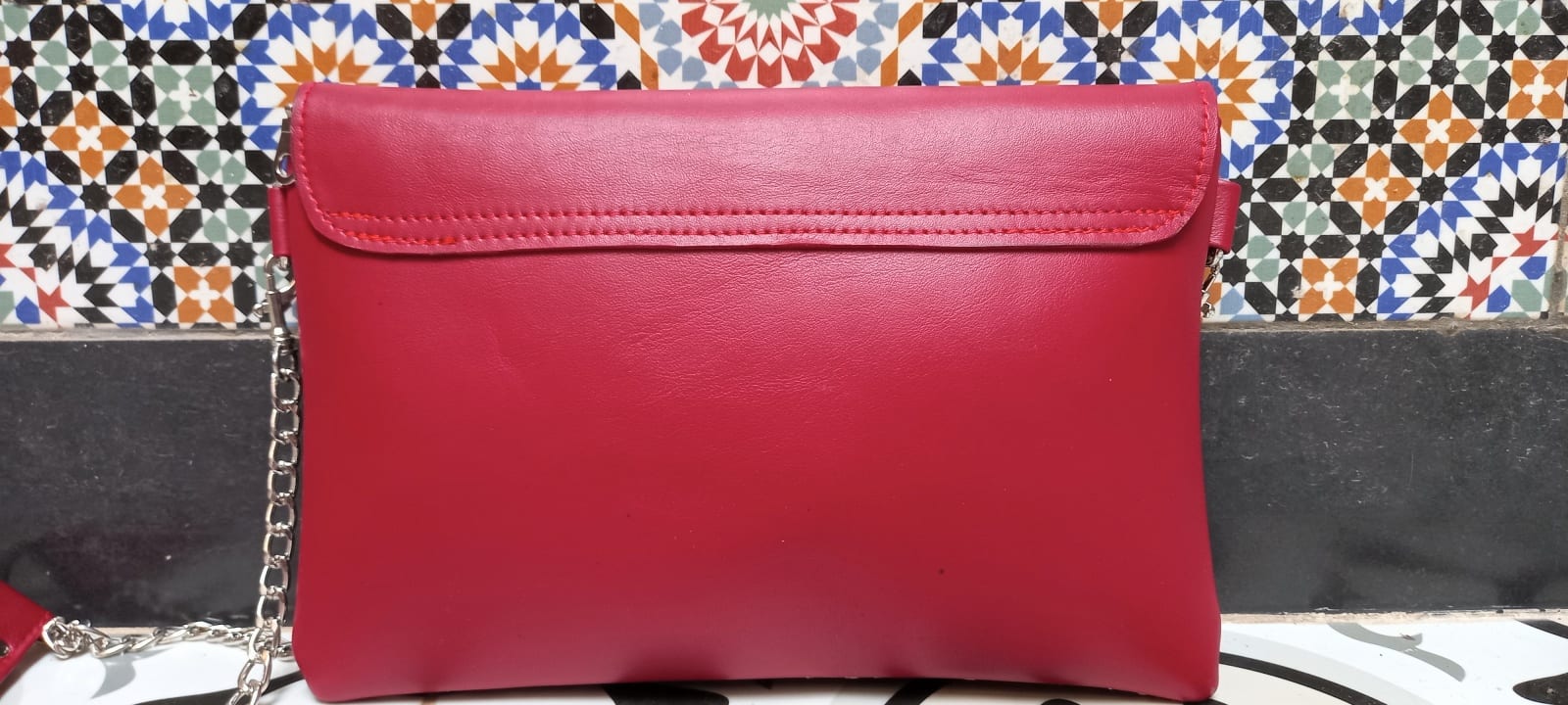  bag leather and Sabra silk Red, Black Morocco