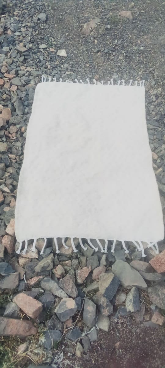  Beni Ourain Rug Wool  and Thread White Morocco