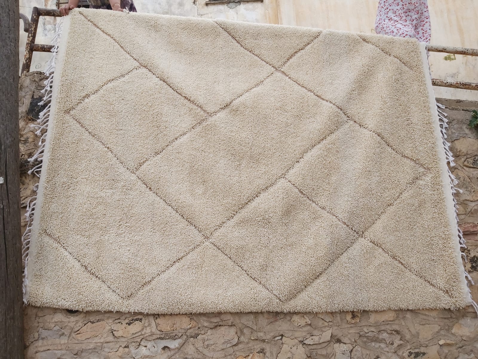  Pile Knot Rug Wool White Morocco