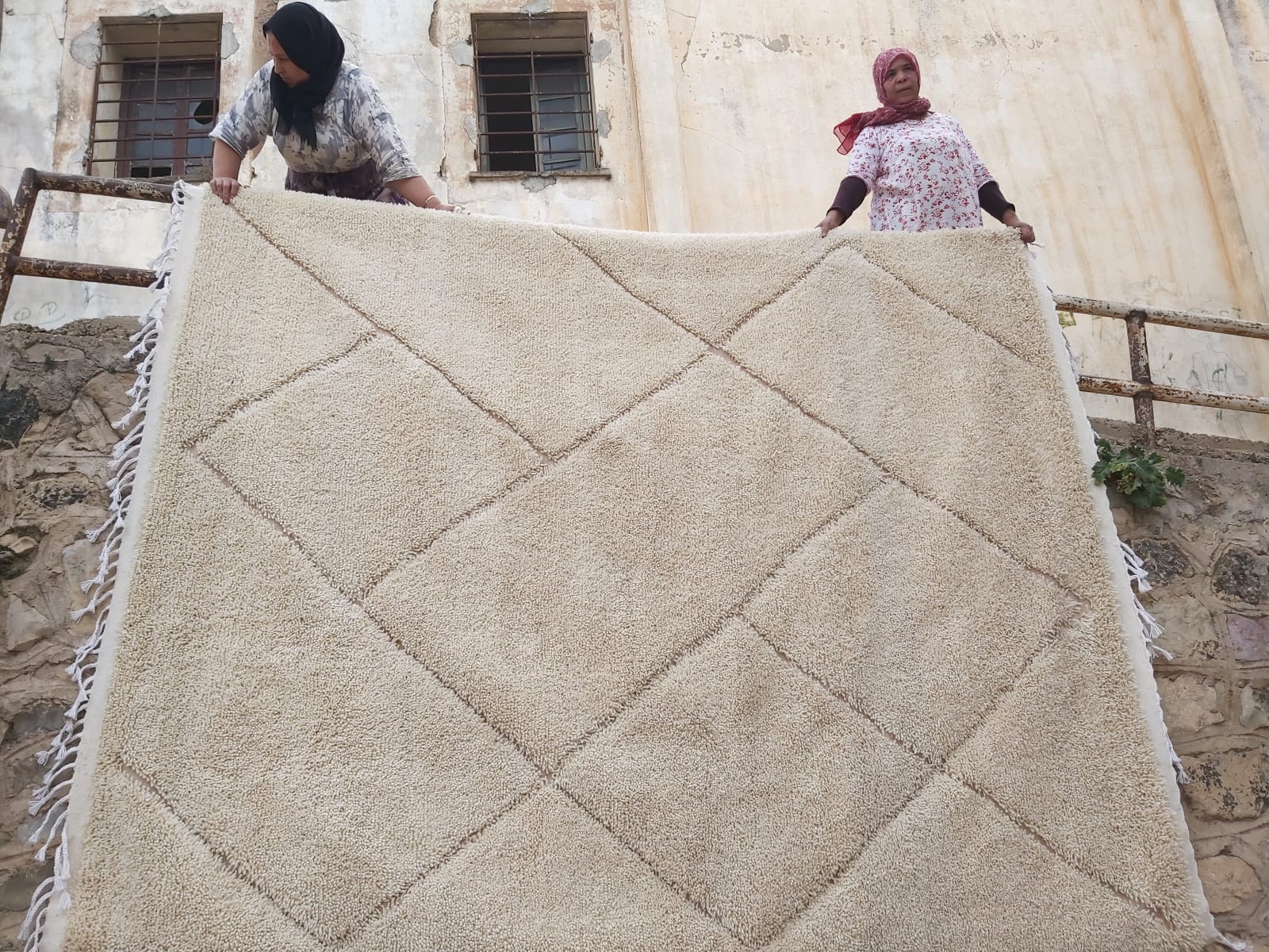  Pile Knot Rug Wool White Morocco