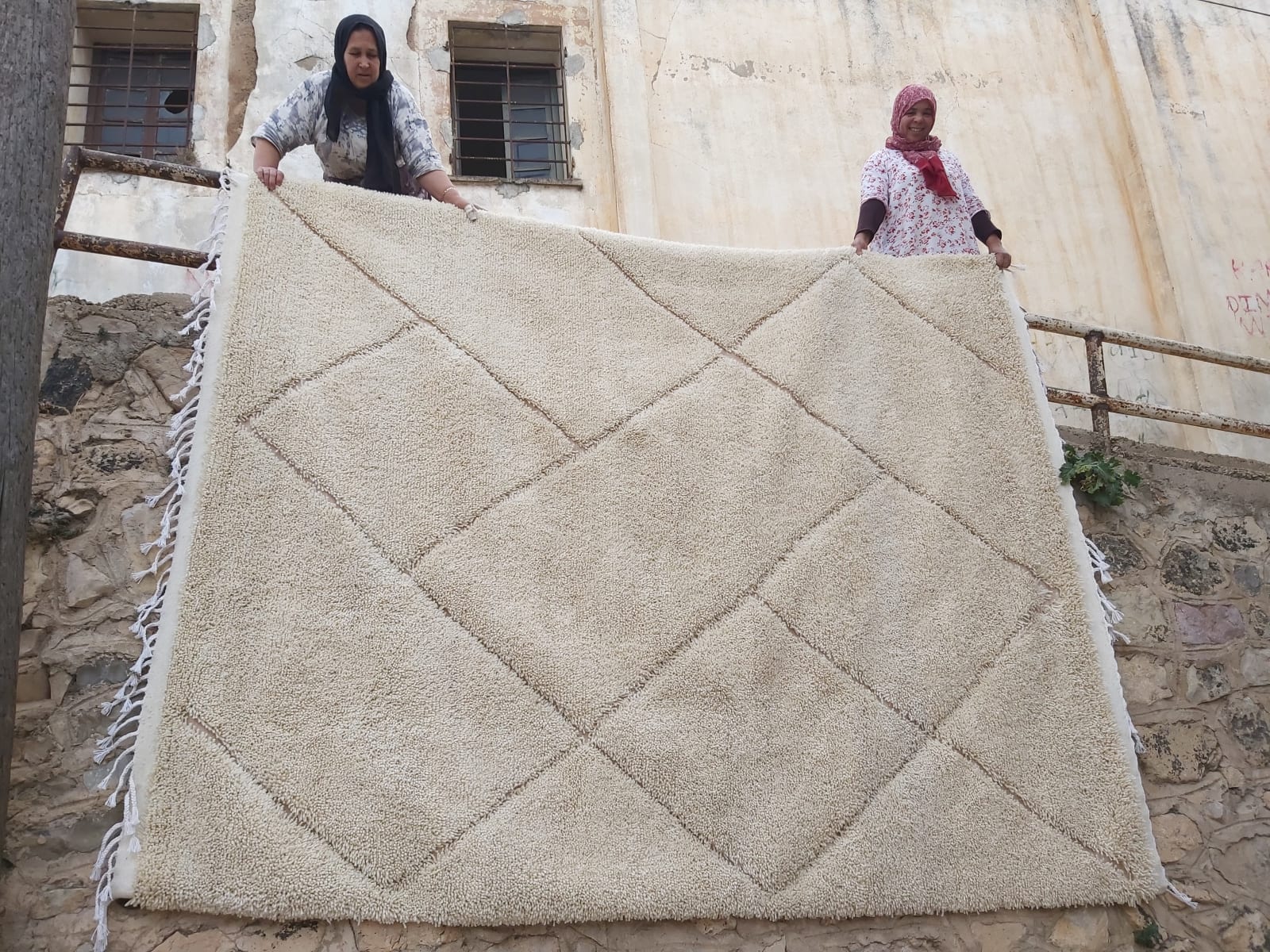  Pile Knot Rug Wool White Morocco